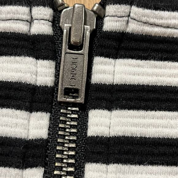 Gap Crop Tank Top Medium Zipper Back Heavyweight Knit Ponte Stripe Black &White - Picture 6 of 11